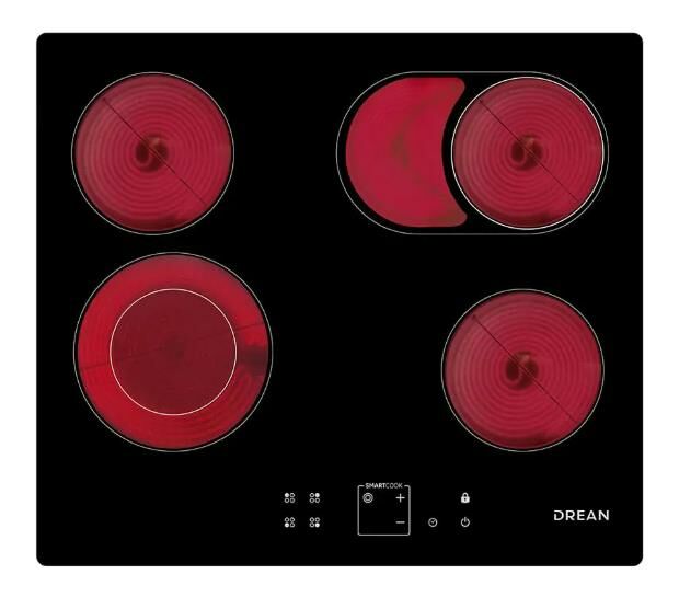 ANAFE ELECTRICO DREAN AEDR60CNV, VITROCERAMICO, 60CM, 4 HORNALLAS, NEGRO - Vista principal