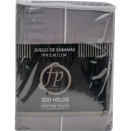 Juego De Sabanas Premium Fp Home 1 Plaza y Media Gris