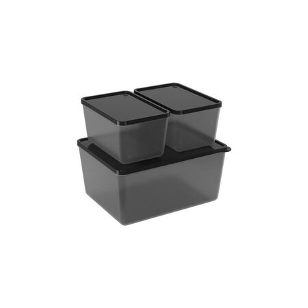 Juego 3Pzs Contenedores 600Ml600Ml2.20L De Plastico Basic Negro Coza 992840087
