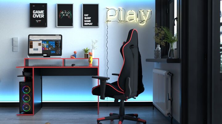 Escritorio Gamer 1,29m - Negro C Filo Azul Tables - Vista principal