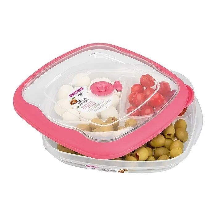 Snack Box Tres Divisiones 1.5Lts. Rosa 71657 - Vista principal