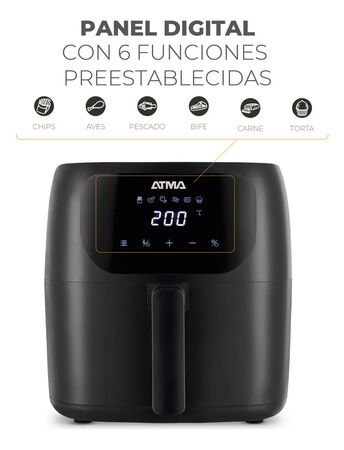 Freidora De Aire Digital Sin Aceite Atma Pro Fr60arbp  Color Negro