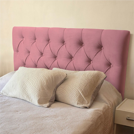 Respaldo de cama 1 1/2 Plazas 100x120 cm modelo capitone rosa