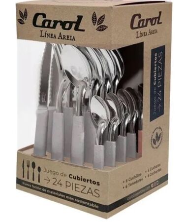 Juego De Cubiertos 24 Piezas Carol Areia Gris 31124-ARG