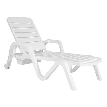 Reposera Garden Life Toronto Blanca 5 Posiciones Ruedas