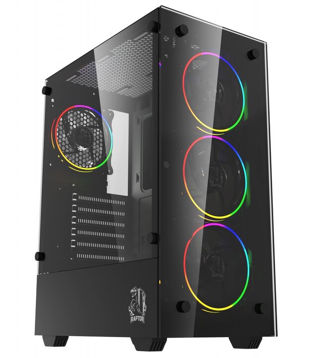 Gabinete Raptor Sentinel TG Mid-Tower RGB Fan x4 - Vista principal