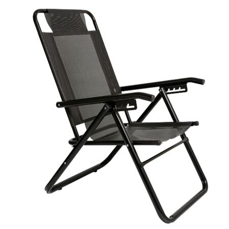 Reposera Descansar Aluminio Plegable Negra 5 Posiciones